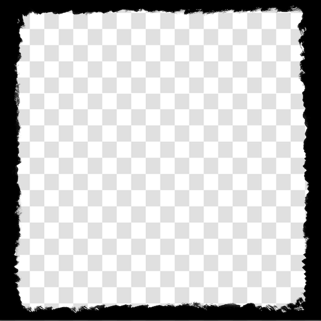 Frontera de textura grunge negra para superposición o diseño de cartel aislado en un fondo transparente