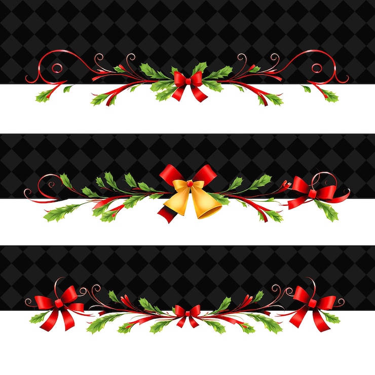 PSD fronteras decorativas campanas cintas holly tonos festivos de vacaciones con rojos y verdes clásico de navidad