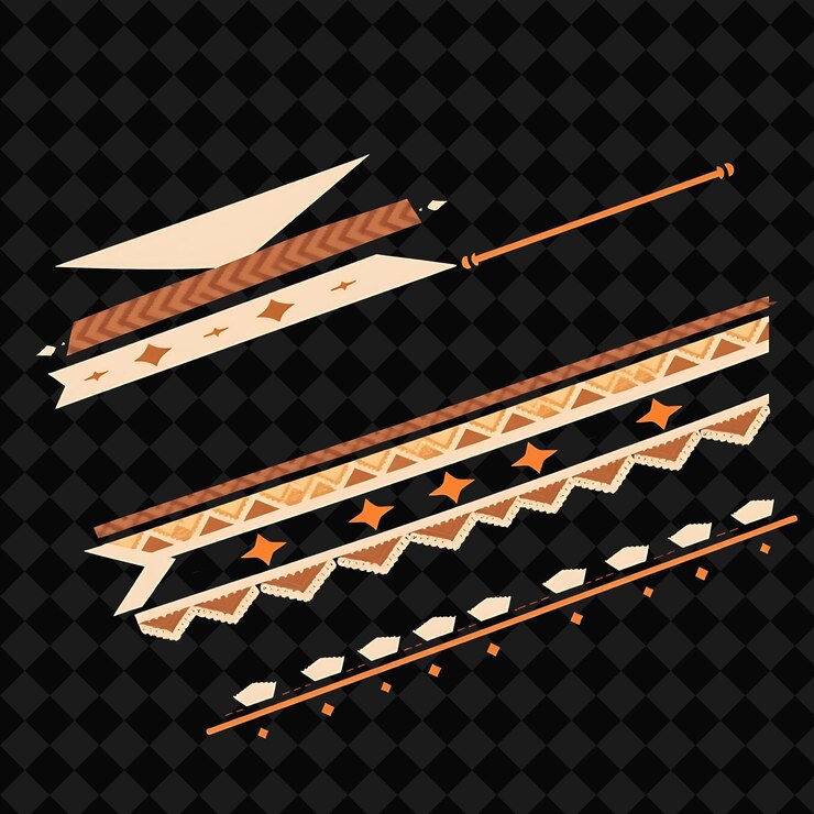 PSD fronteras decorativas chevron rayas triángulos y pequeñas cruces marrones de tierra con toque naranja quemado