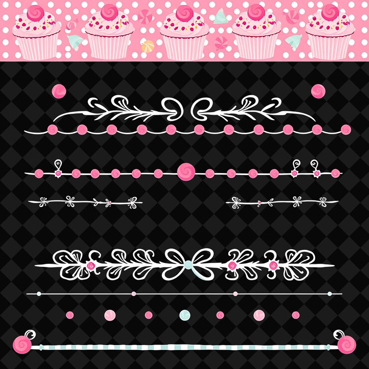 PSD fronteras decorativas pasteles caramelos y salpicaduras caramelos brillantes rosa y menta tienda de dulces estética