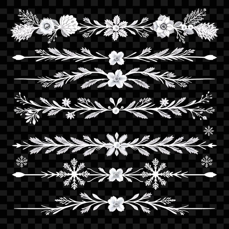 PSD fronteras decorativas piñones helados bayas y copos de nieve blancos helados y verdes frescos inspirados b