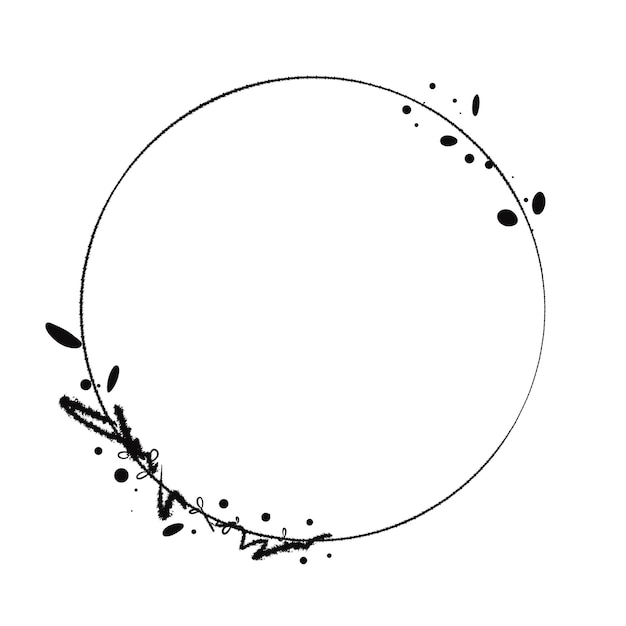 Frontière de cadre rond noir et blanc avec illustration de points abstraits
