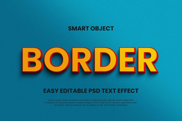 PSD frontière moderne simple effet de texte psd d'objet intelligent 3d