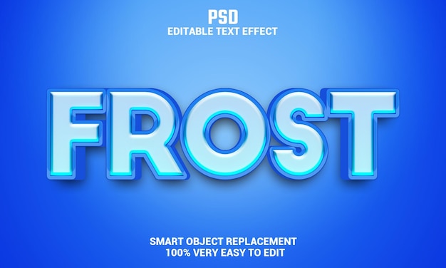 Frost 3D-bearbeitbare Texteffekte Premium-PSD mit Hintergrund