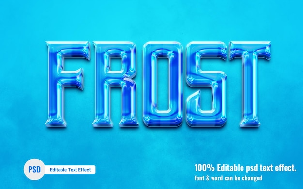 frost word text effect 3d editable and easy to use eye catching