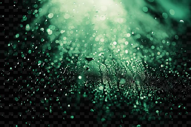 PSD frosty gleaming rain with frost droplets and green icy color png neon light effect y2k collection