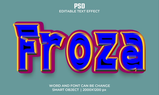 Froza psd efecto de texto 3d totalmente editable alta calidad