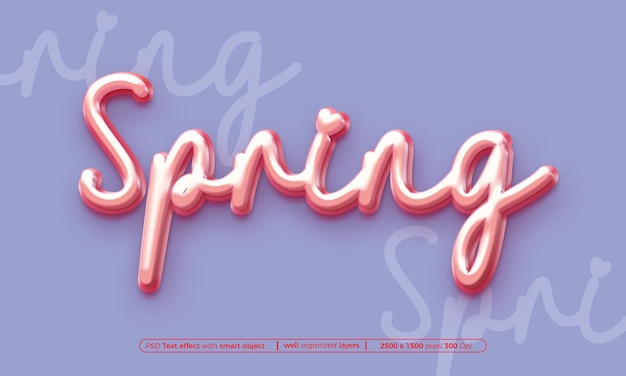 Frühling PSD bearbeitbarer Texteffekt im 3D-Stil