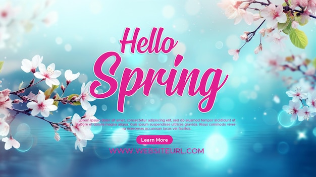 Frühlings-Web-Banner Social-Media-Vorlage Design verschwommener Hintergrund