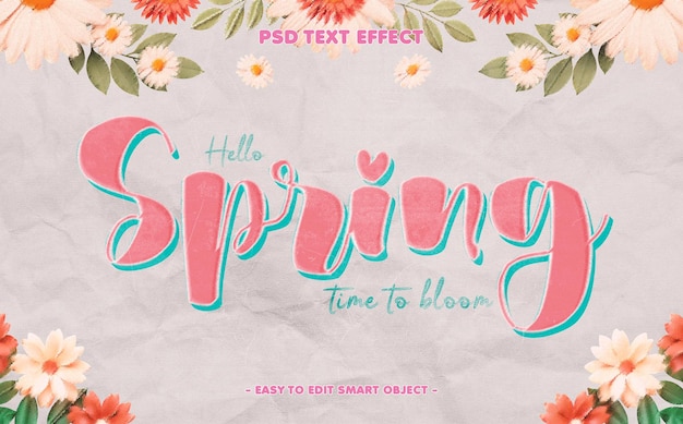 Frühlingsblumen editierbarer Texteffekt