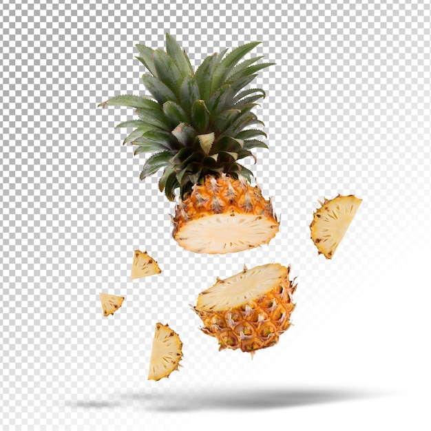 PSD fruit d'ananas fendu isolé