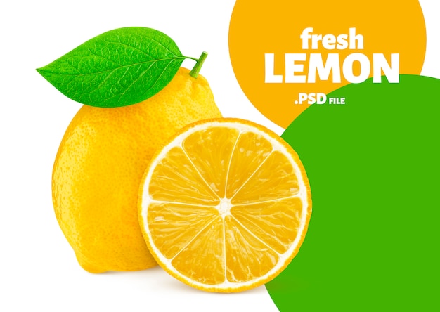 PSD fruit de citron isolé sur fond blanc