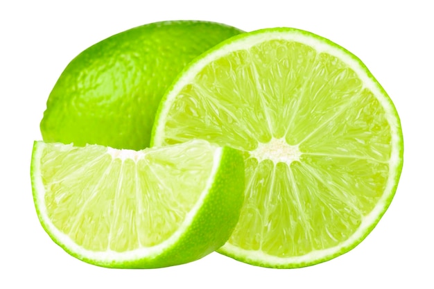 PSD fruit de citron vert avec tranche isolée