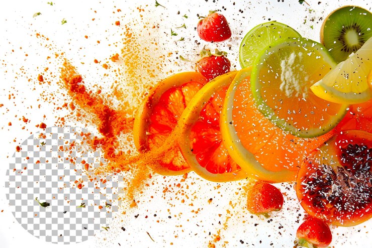 PSD fruit medley flamenco un'arrangiamento artistico di frutta su uno sfondo trasparente
