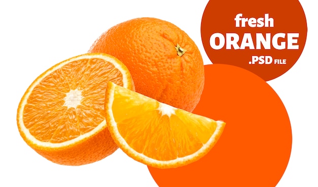 Fruit orange isolé sur mur blanc