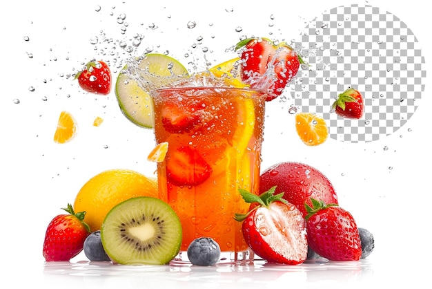 Fruit Punch Splashdown Un Fruit Punch Avec Une éclaboussure Sur Un Fond Transparent