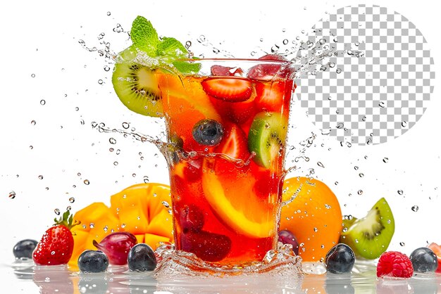 PSD fruit punch splashdown un punch de frutas con un splashdown en un fondo transparente