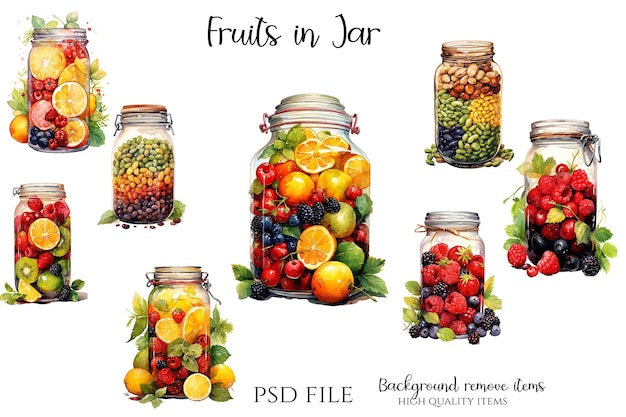 Des fruits dans un pot Clipart