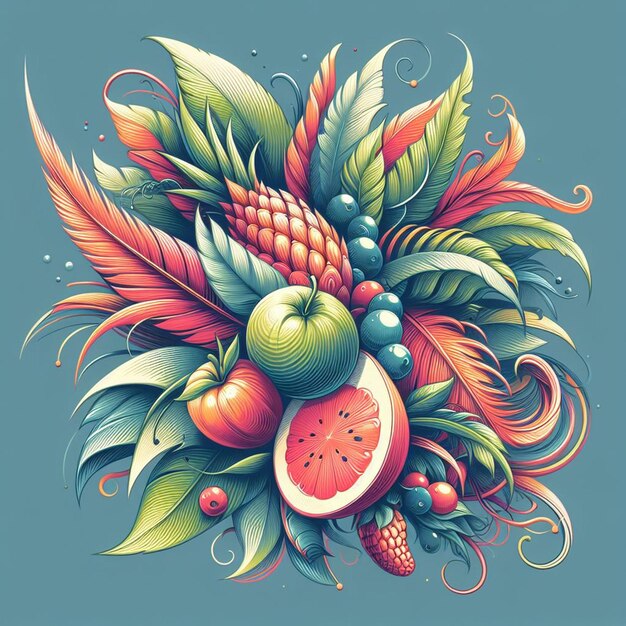 PSD des fruits exotiques tropicaux hyperréalistes, frais et colorés, des fruits, des dessins alimentaires, un fond transparent.