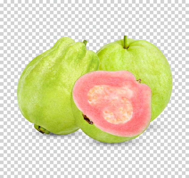 fruits frais de goyave avec des feuilles isolées