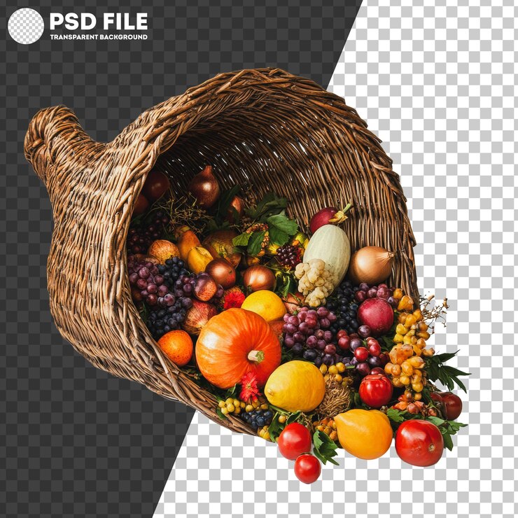 PSD les fruits et légumes d'automne de la png sont abondants
