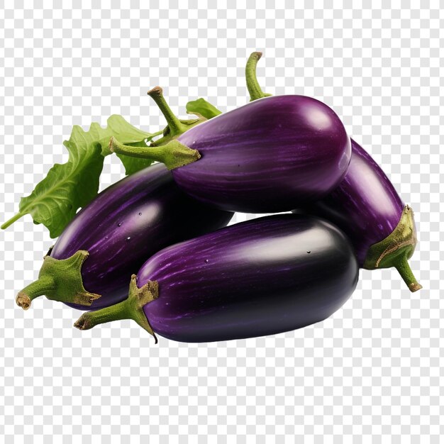 PSD des fruits et légumes violets sains comme les aubergines isolés sur un fond transparent