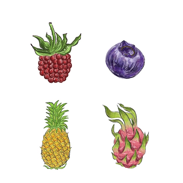 PSD fruits tropicaux aquarelle psd