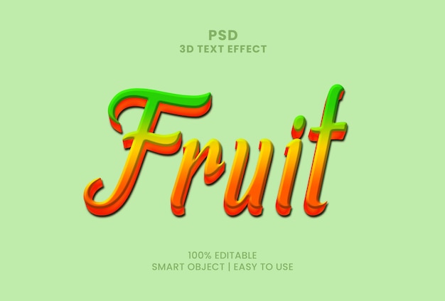Fruta 3D psd efecto de texto editable