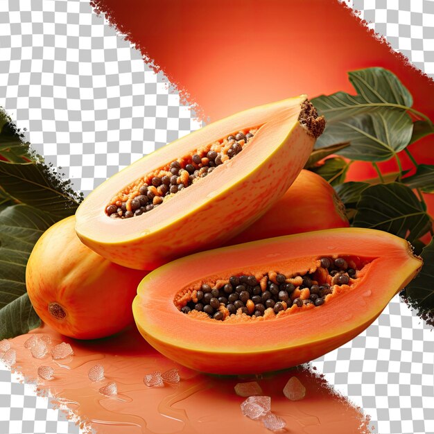 PSD fruta asiática saludable con alto contenido de fibra y vitaminas papaya dulce fondo transparente