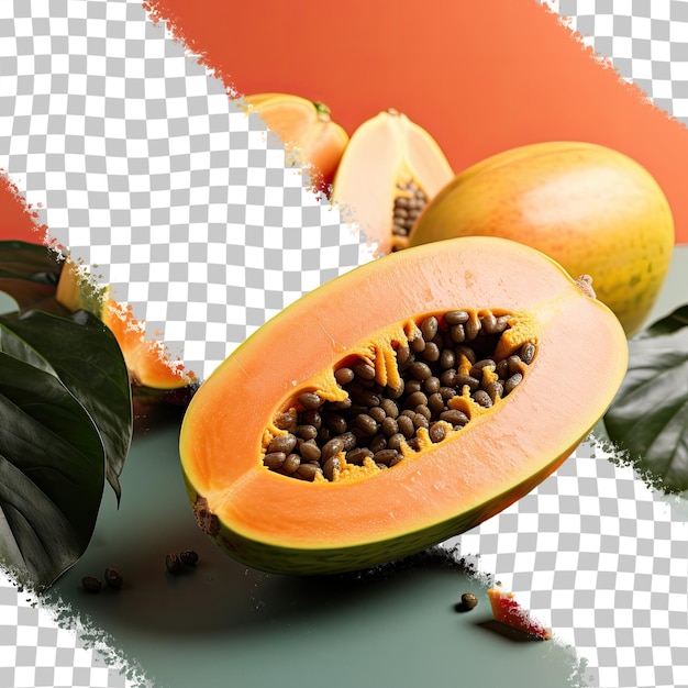 Fruta asiática saludable con alto contenido de fibra y vitaminas papaya dulce fondo transparente