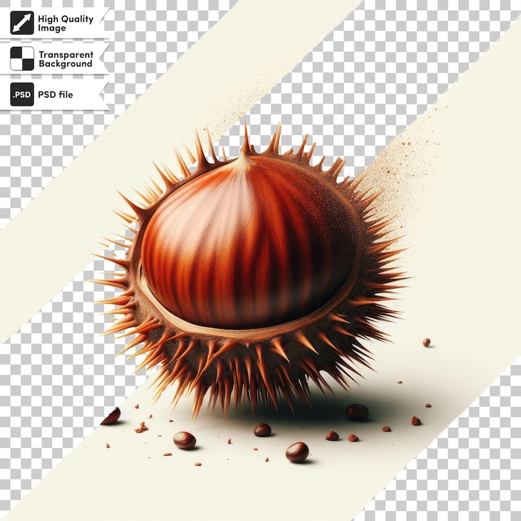 PSD fruta de castaño psd en fondo transparente con capa de máscara editable