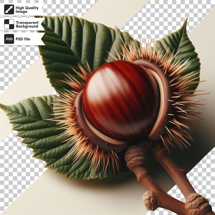 PSD fruta de castaño psd en fondo transparente con capa de máscara editable
