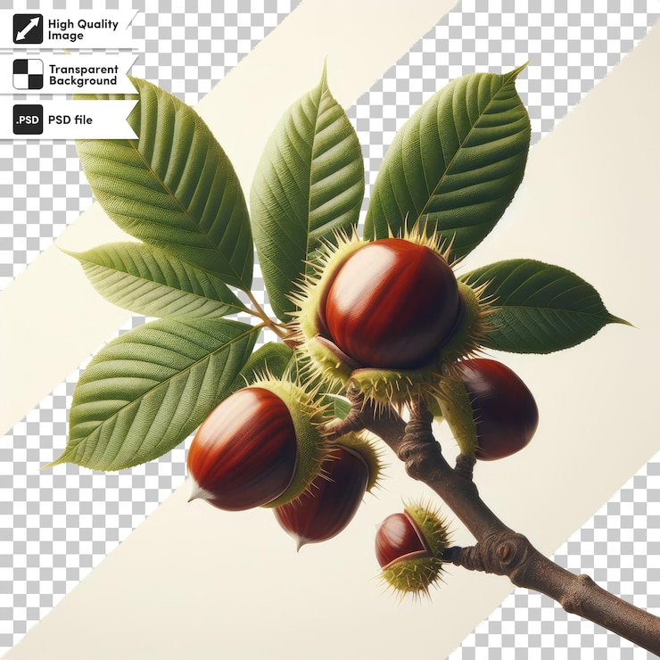 PSD fruta de castaño psd en fondo transparente con capa de máscara editable