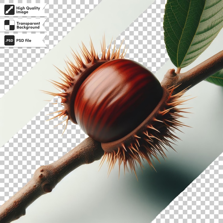 PSD fruta de castaño psd en fondo transparente con capa de máscara editable