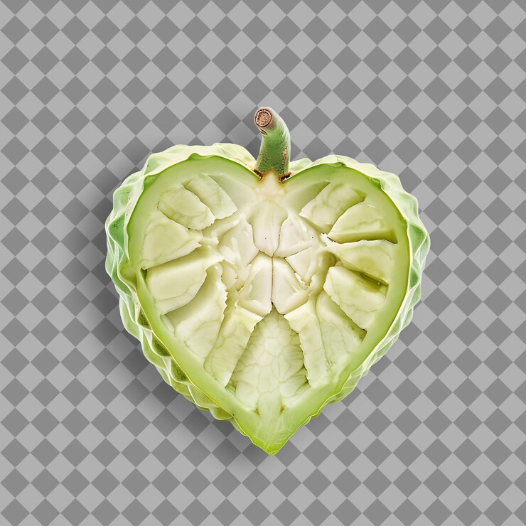 PSD fruta de cherimoya con forma de corazón y color verde objeto dulce y aislado en un fondo limpio