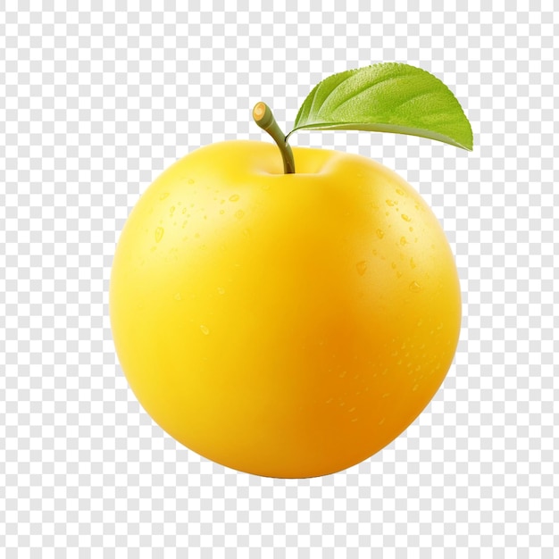 Fruta de ciruela amarilla aislada sobre un fondo transparente