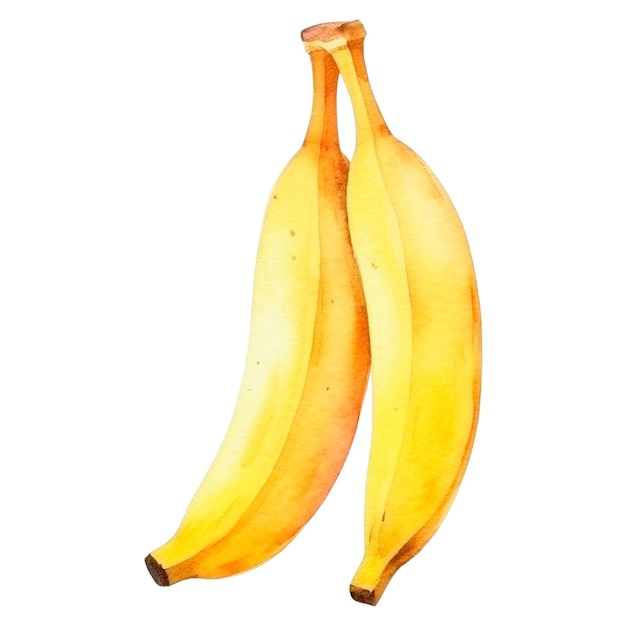 PSD fruta de banana pintada a aquarela elemento de design de alimentos frescos desenhados à mão isolados em fundo branco