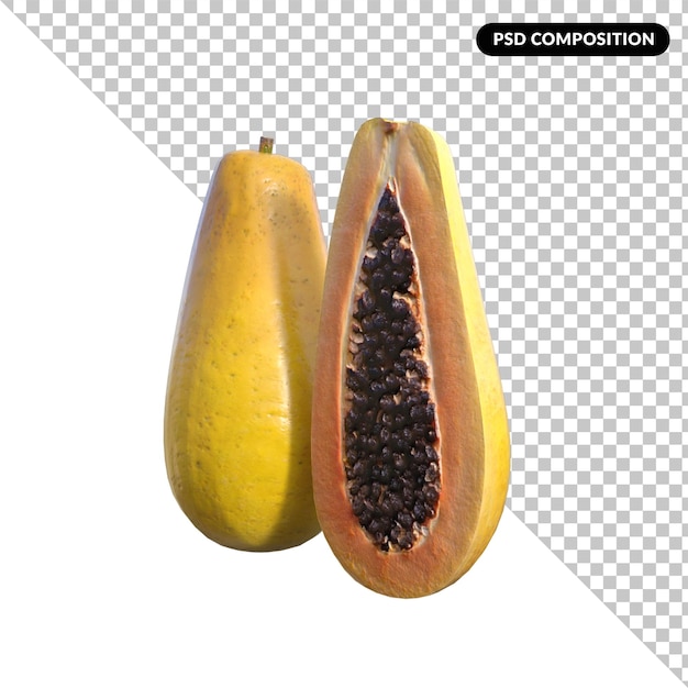 Fruta de mamão renderização 3d isolada