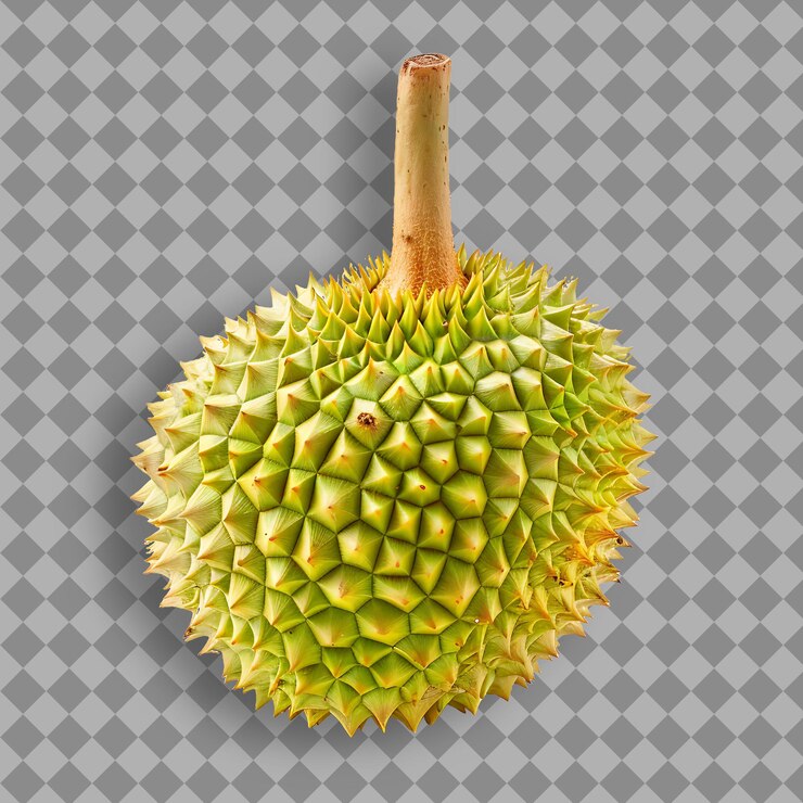 PSD fruta de durian con forma redonda y color verde dulce y crea objeto aislado en fondo limpio