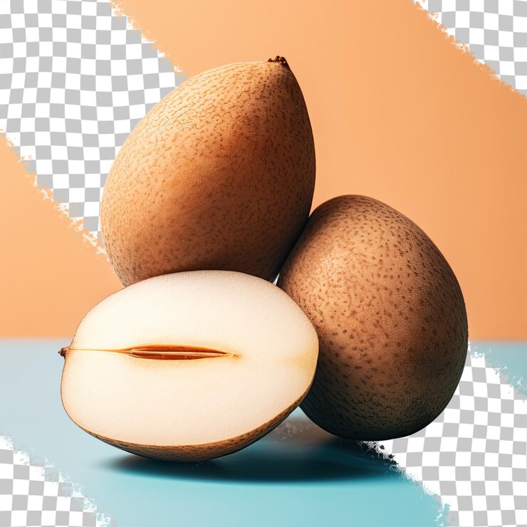 PSD fruta fresca de chicozapote sobre un fondo transparente