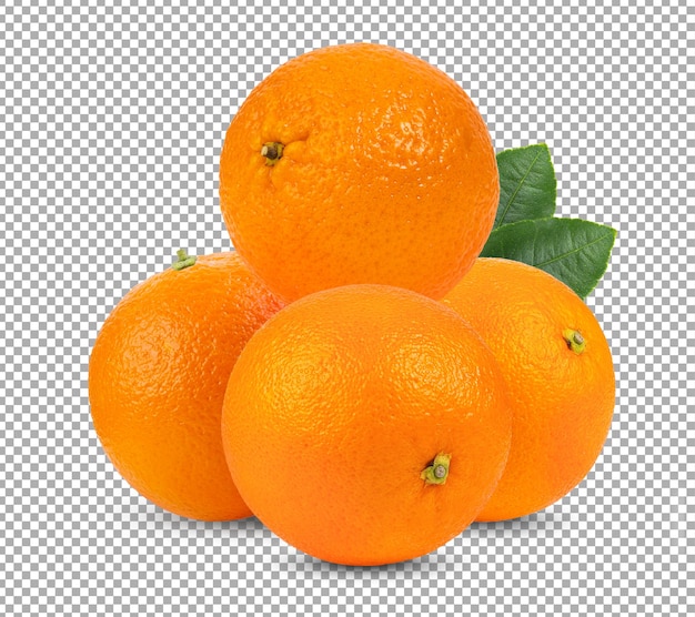 PSD fruta laranja com folhas isoladas