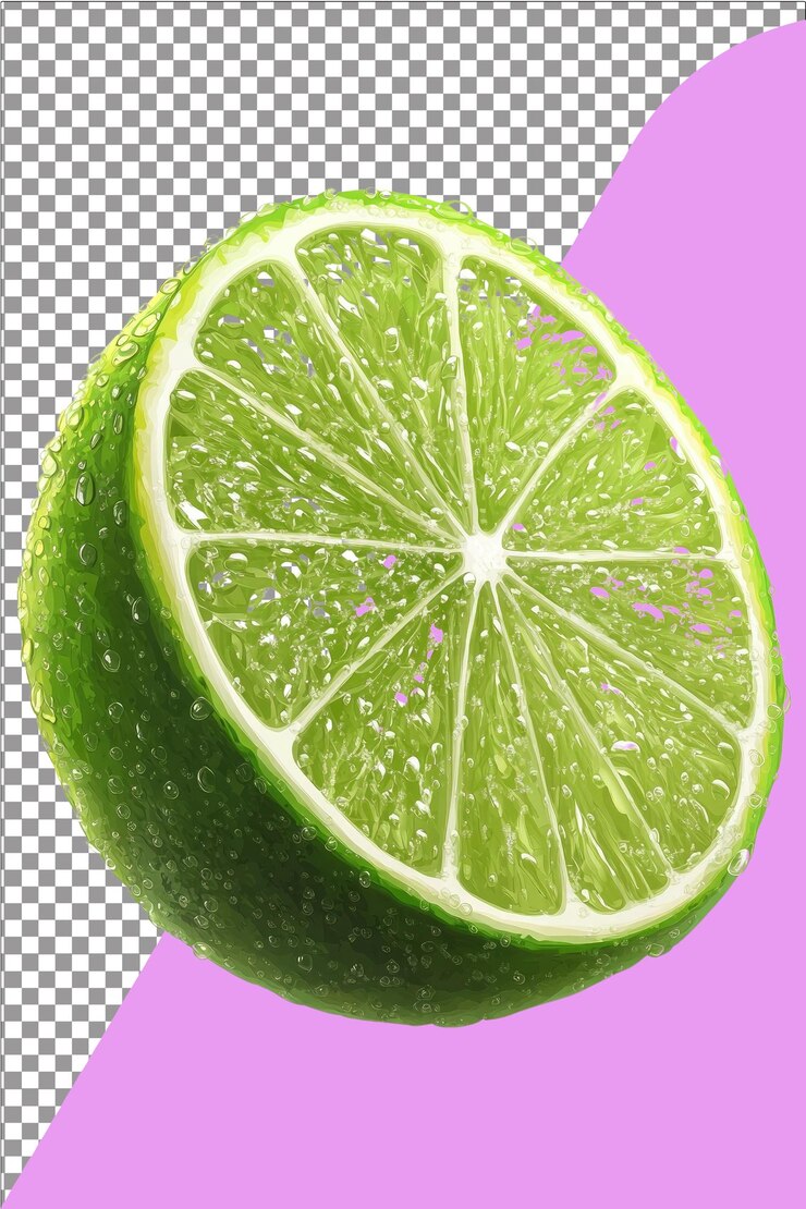 Fruta de lima fresca hiperrealista plana blanca aislada fondo transparente muy detallado