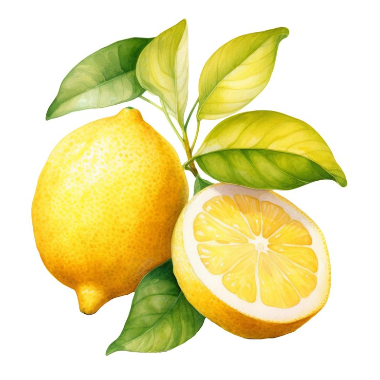 PSD una fruta de limón aislada en un fondo transparente clipart de verano de frutas tropicales exóticas
