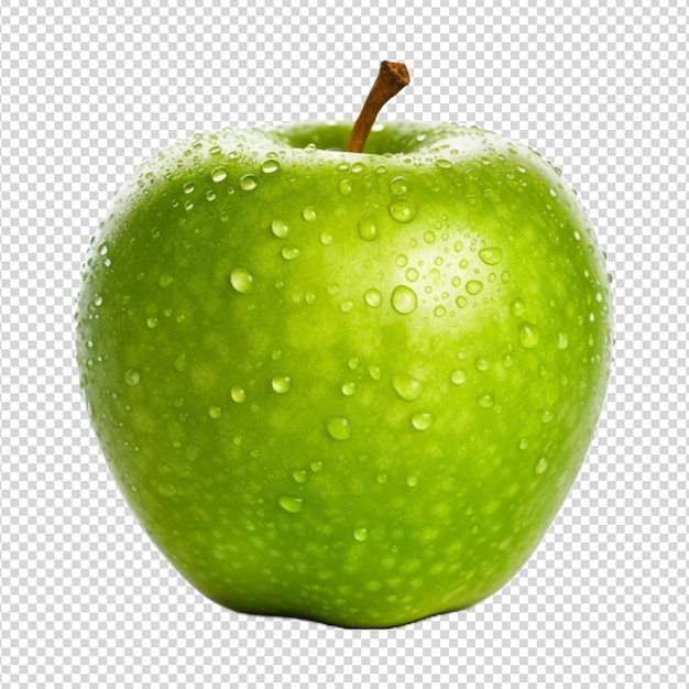 fruta de manzana verde con fondo transparente