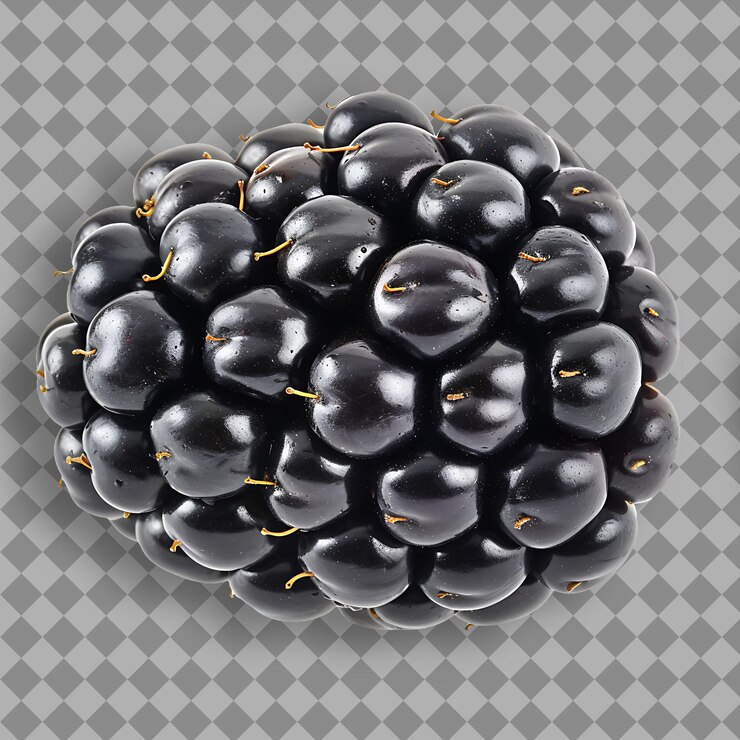 PSD fruta de morera con forma redonda pequeña y color negro objeto aislado en fondo limpio