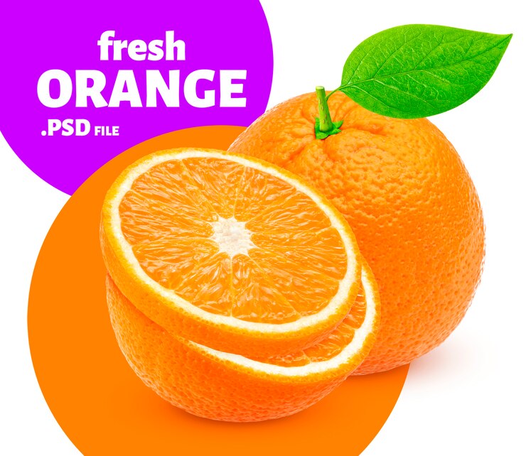 PSD fruta naranja aislada, banner