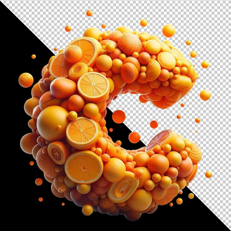 PSD fruta de naranja con vitamina c en png descarga psd gratuita
