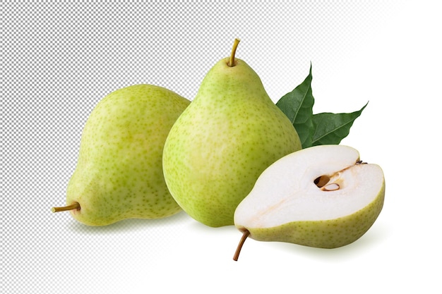 Fruta de pera verde aislada sobre fondo blanco