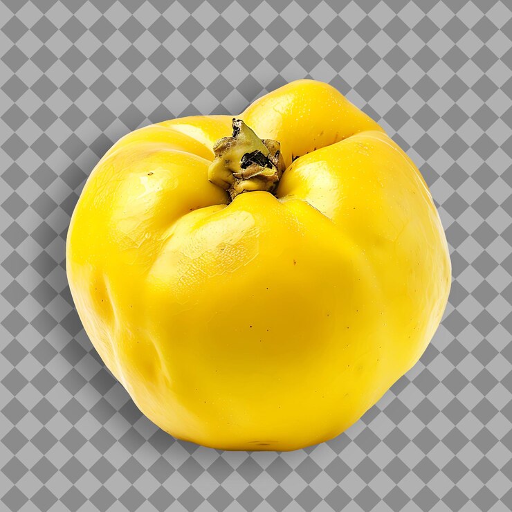 PSD fruta de quince con tartar redondo y amarillo y objeto ligeramente aislado en s sobre un fondo limpio