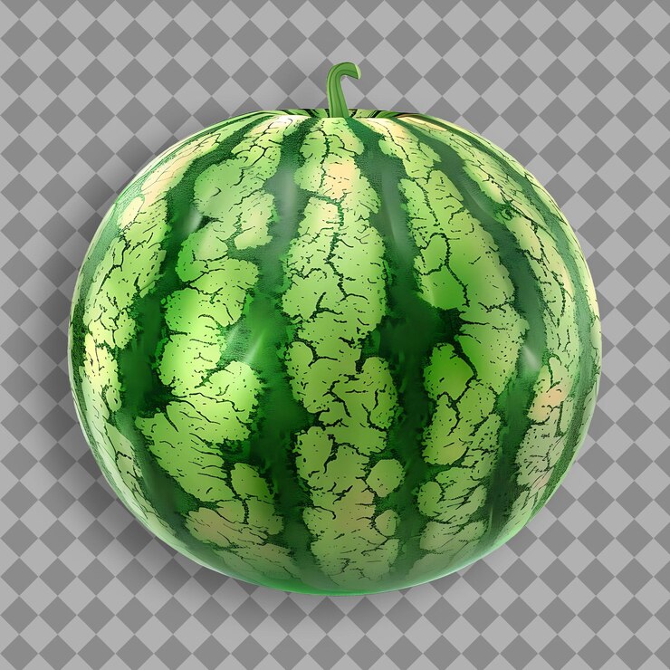 PSD fruta de sandía con gran forma redonda y color verde rojo objeto aislado en fondo limpio